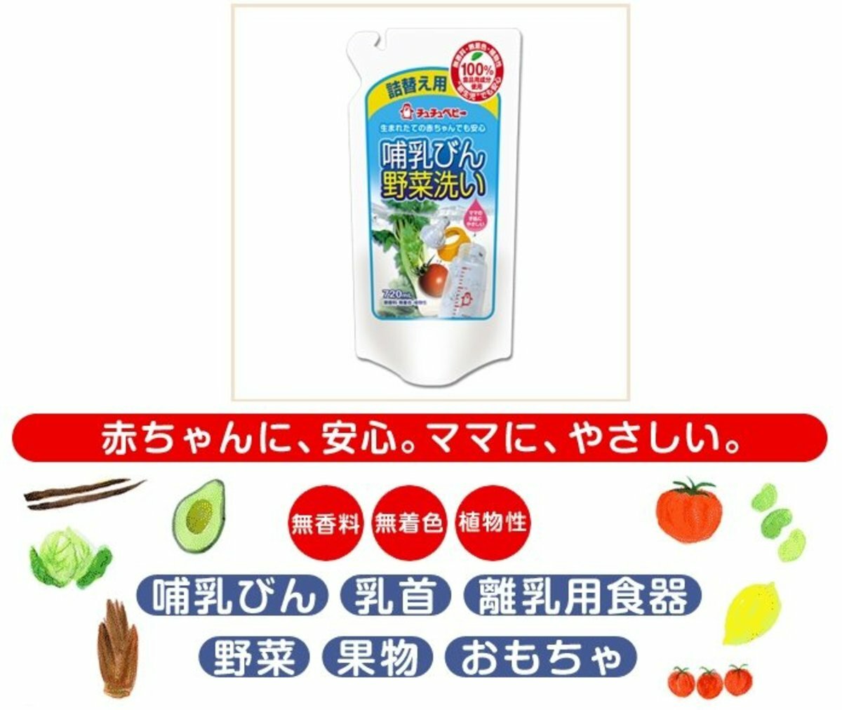 Chu Chu 奶樽蔬菜清潔液 720ml 補充裝