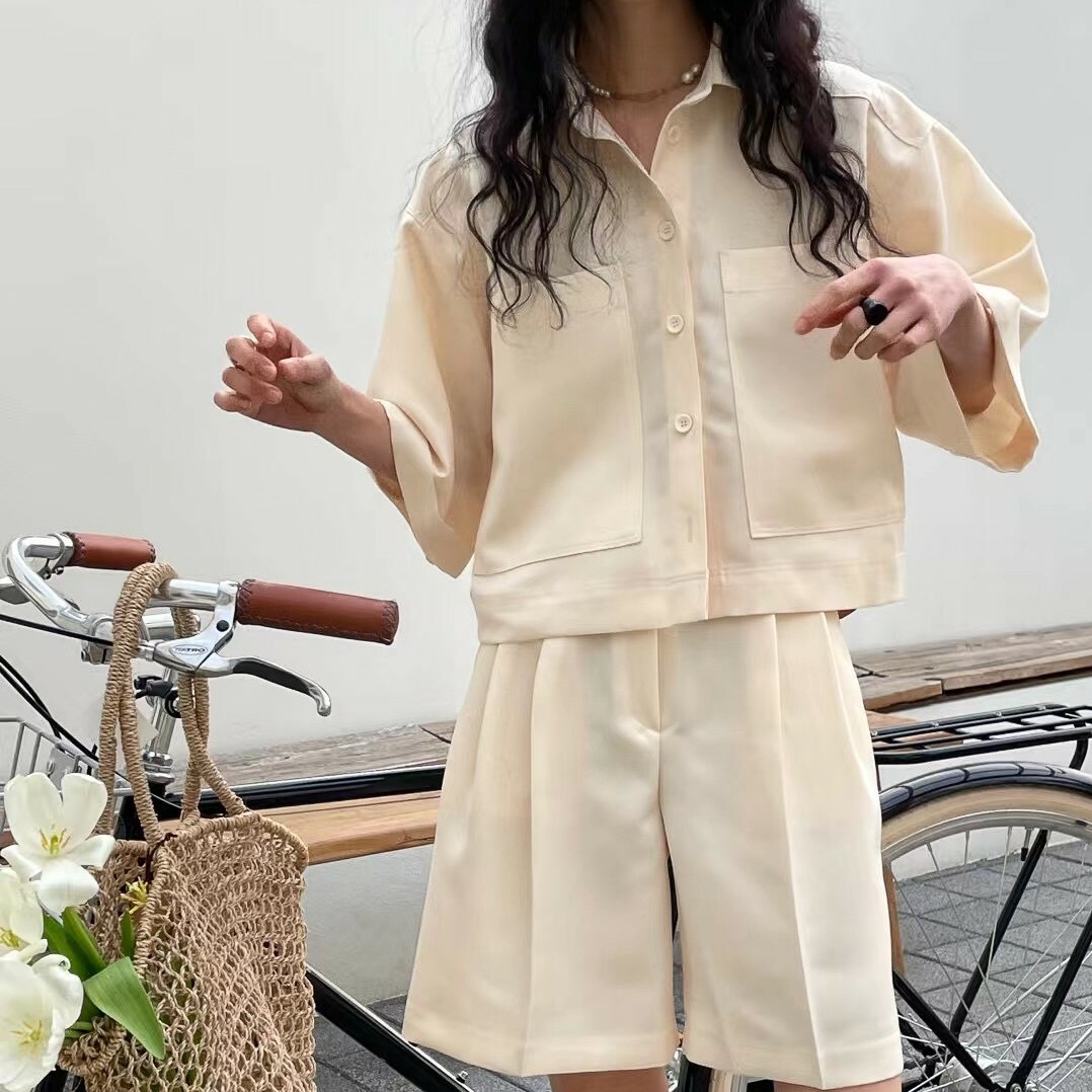 不能不愛設計師款高質感Ａ字五分褲(奶油/S)