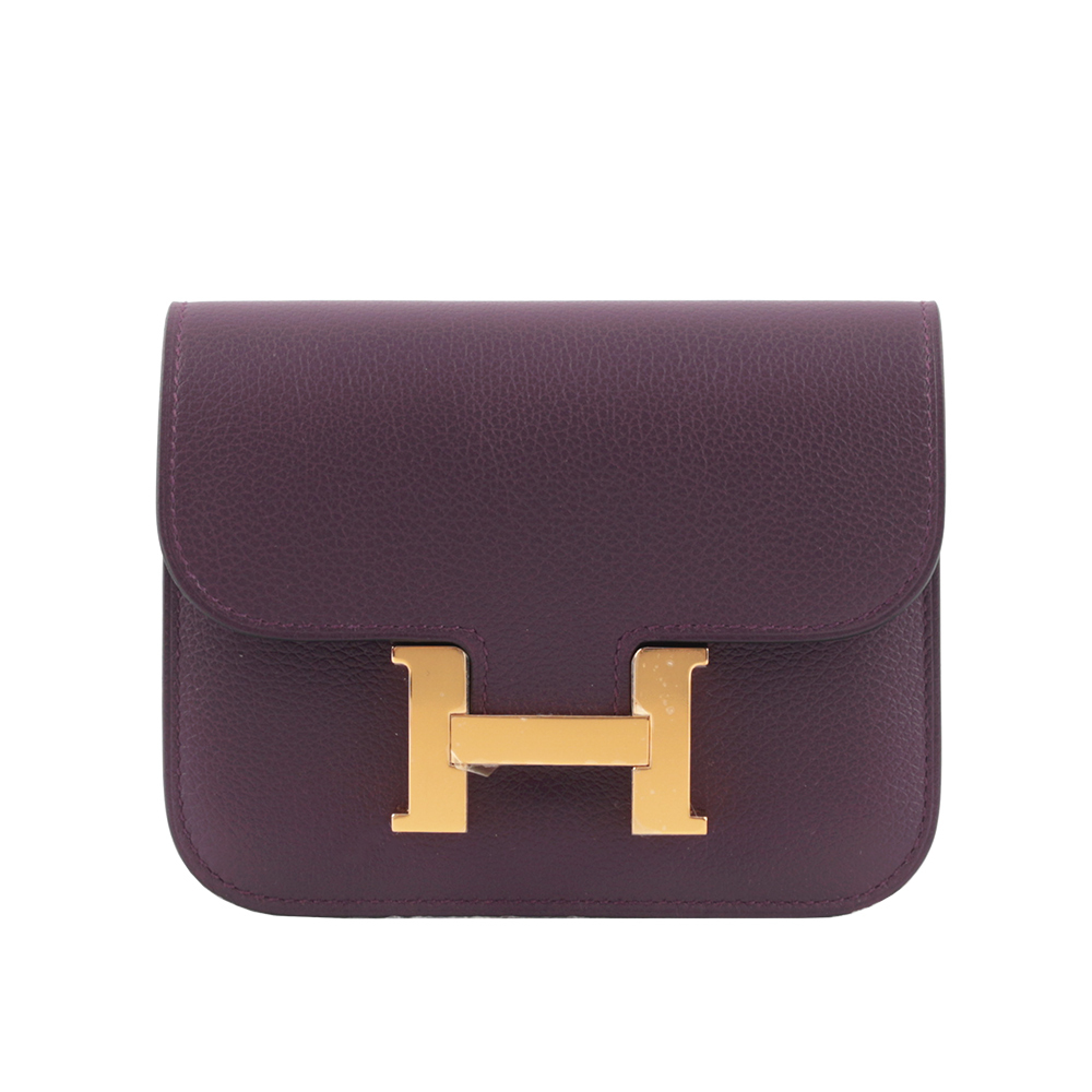 【Hermès】Constance Slim Evercolor 皮金釦短夾