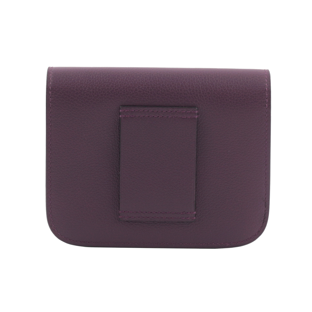 【HERMES】Constance Slim Evercolor 皮金釦短夾(黑醋栗/皇家藍)