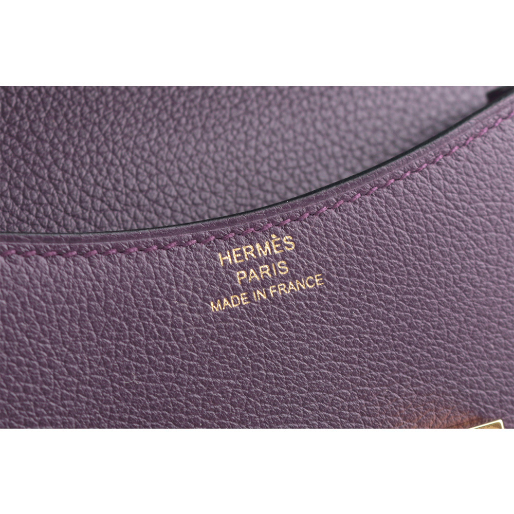 【HERMES】Constance Slim Evercolor 皮金釦短夾(黑醋栗/皇家藍)