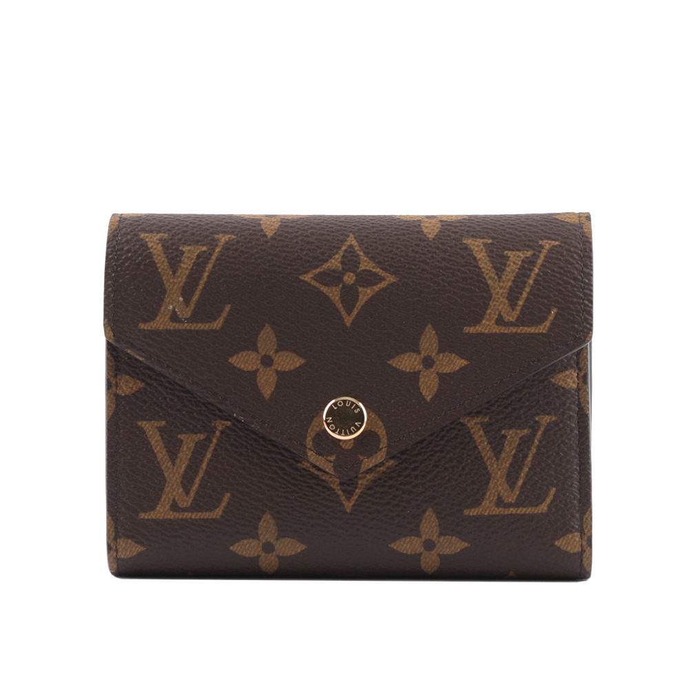 【LV】Monogram Victorine 新款金釦三折短夾(紫紅色)
