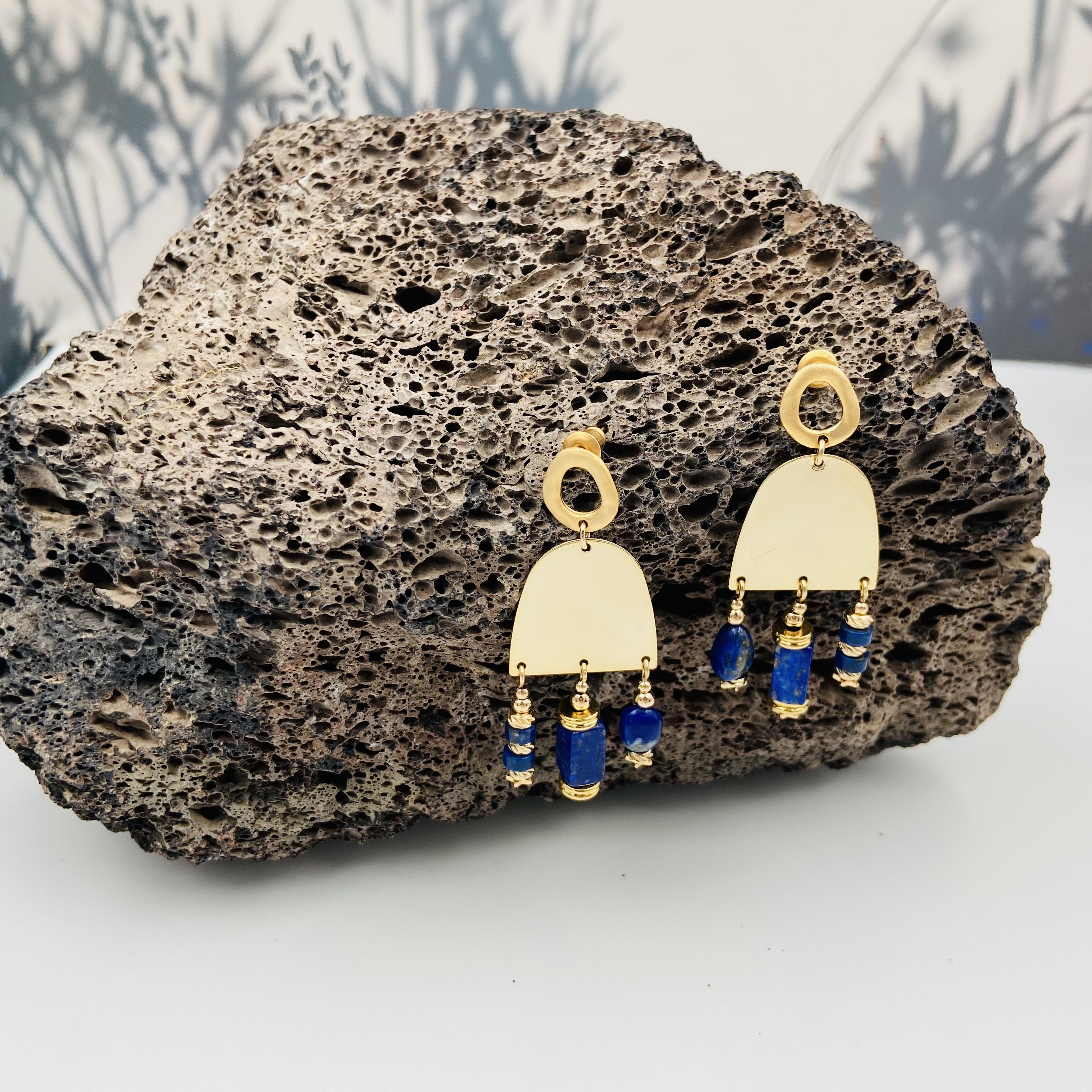 COLE COOL天然簡約搞青金石祝福系列耳環純銀耳環