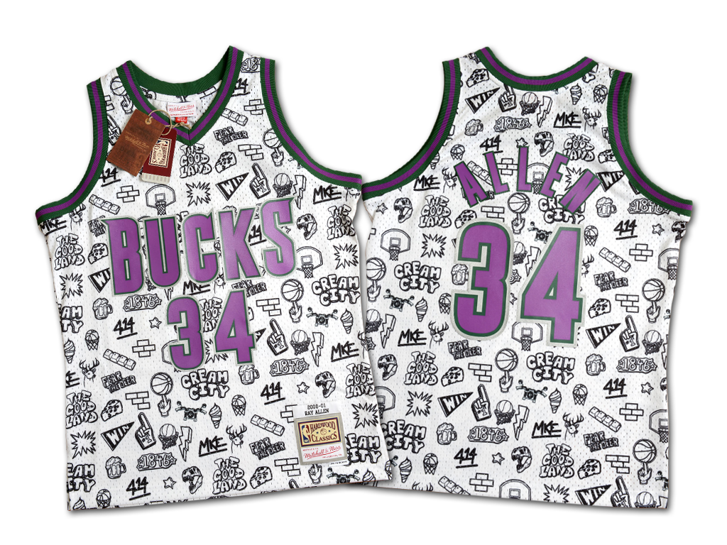 Mitchell & Ness 密爾瓦基公鹿隊 Ray Allen Doodle Swingman 球衣
