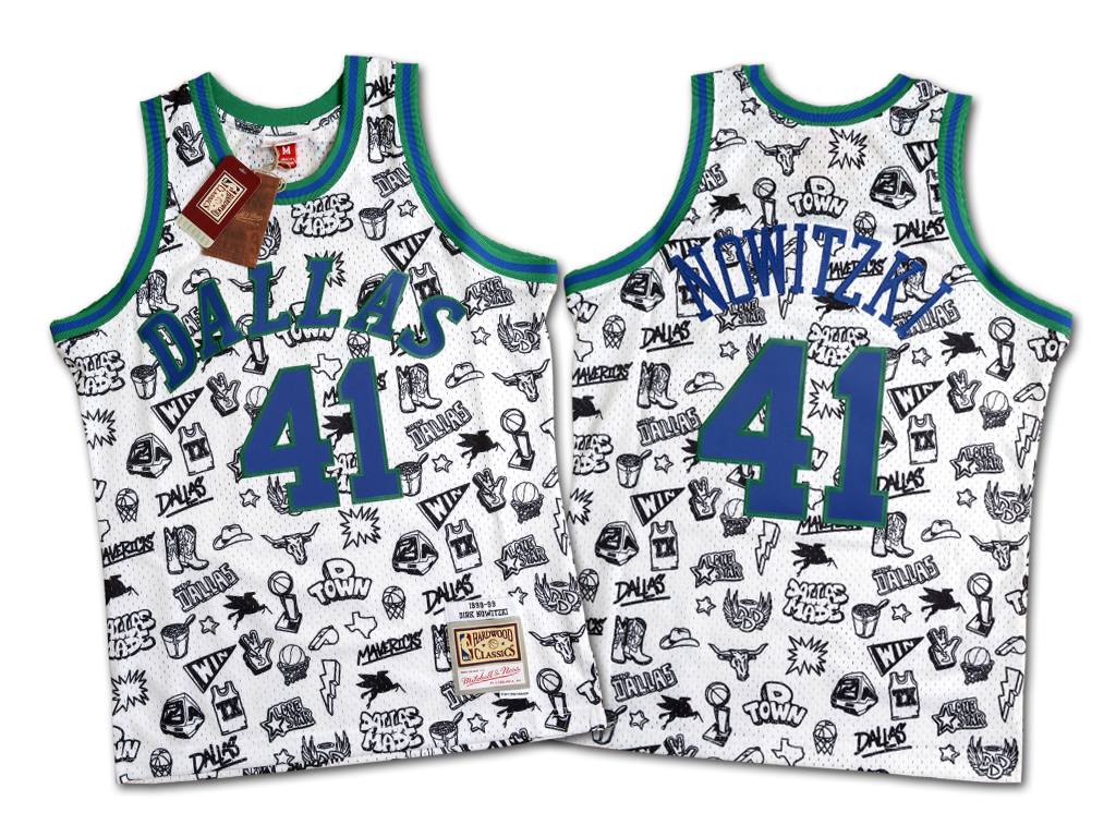Mitchell & Ness 達拉斯獨行俠隊 Dirk Nowitzki Doodle Swingman 球衣
