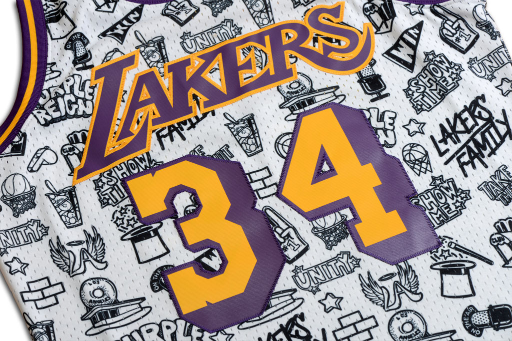 Mitchell & Ness 洛杉磯湖人隊 Shaquille O'neal Doodle Swingman 球衣