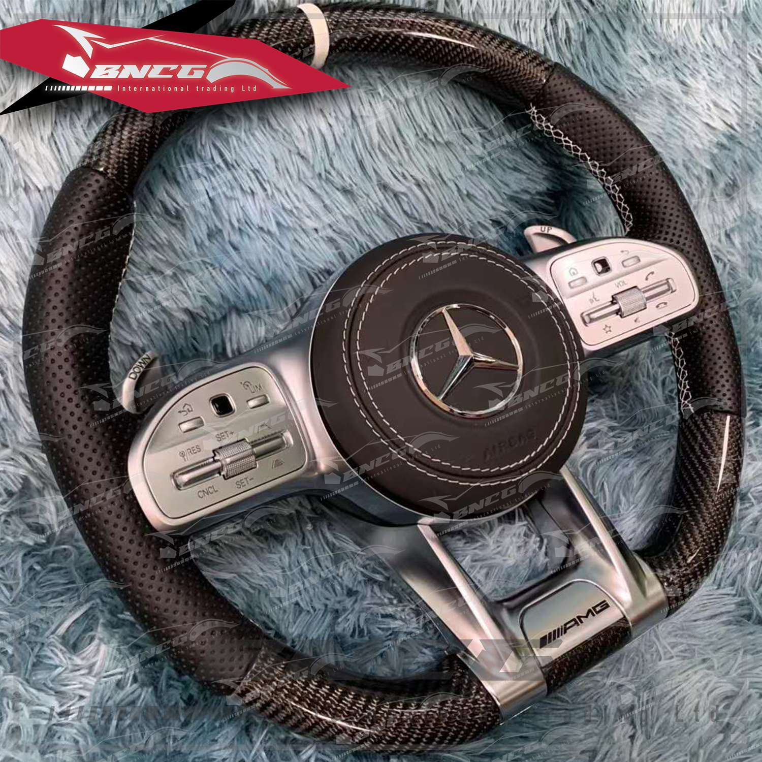 賓士 Mercedes-Benz 通用款 改裝 多功能 平底式 競速 AMG款 LED超轉燈 方向盤