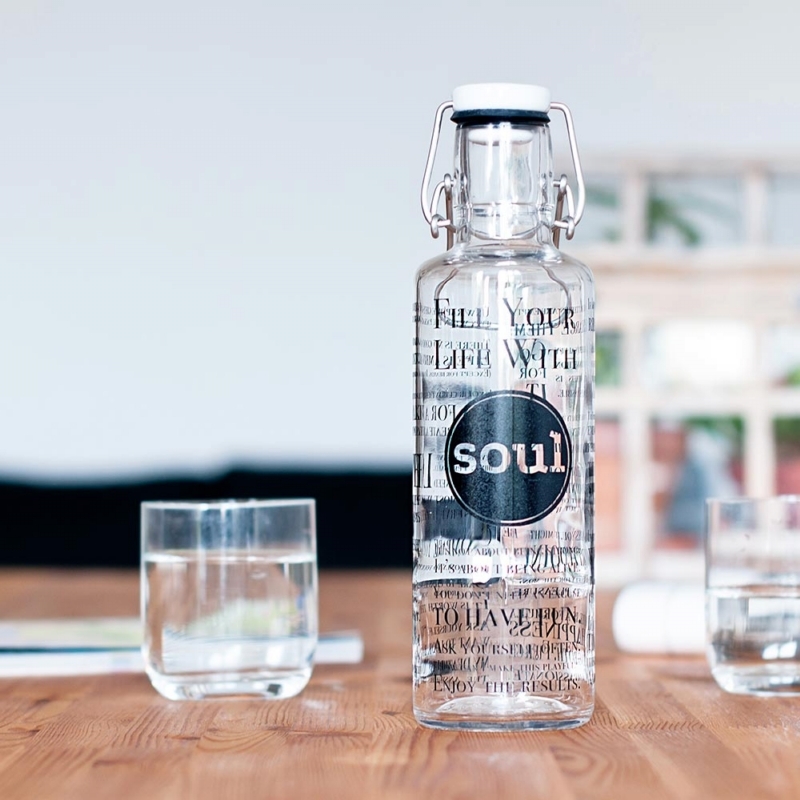 德國 soulbottles｜靈魂玻璃水瓶600ml 簡約黑