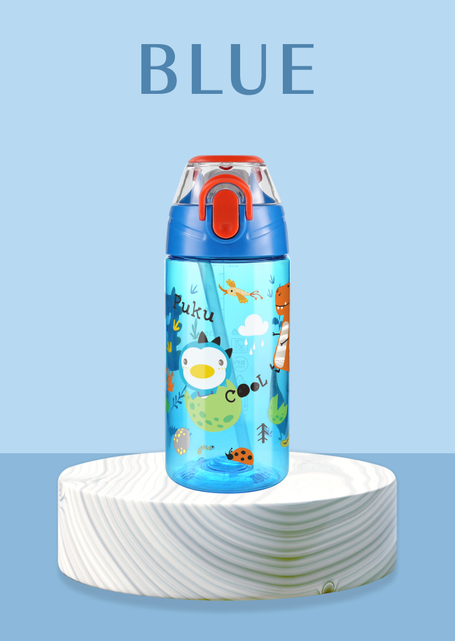 掀蓋運動吸管水壺400ml - 藍色