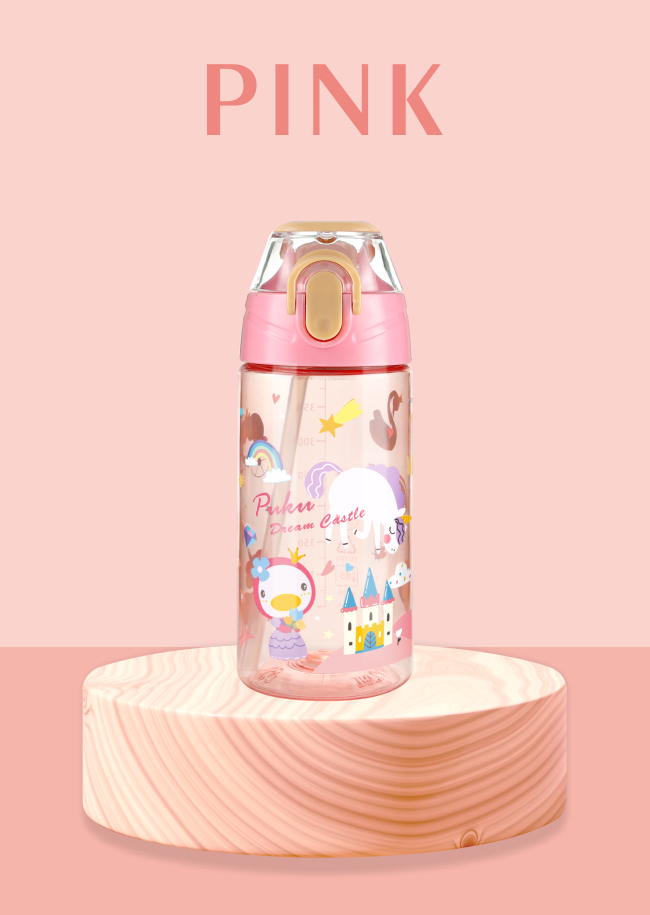 掀蓋運動吸管水壺400ml - 粉色