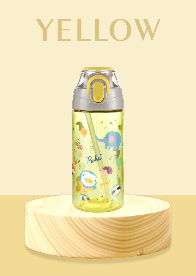 掀蓋運動吸管水壺400ml - 黃色