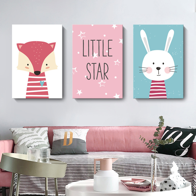 清新動物無框掛畫