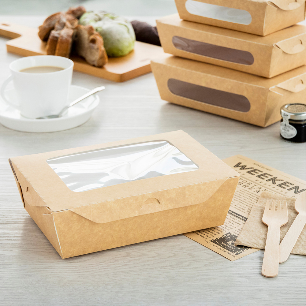 牛卡紙開窗沙拉盒 1470ml 3號