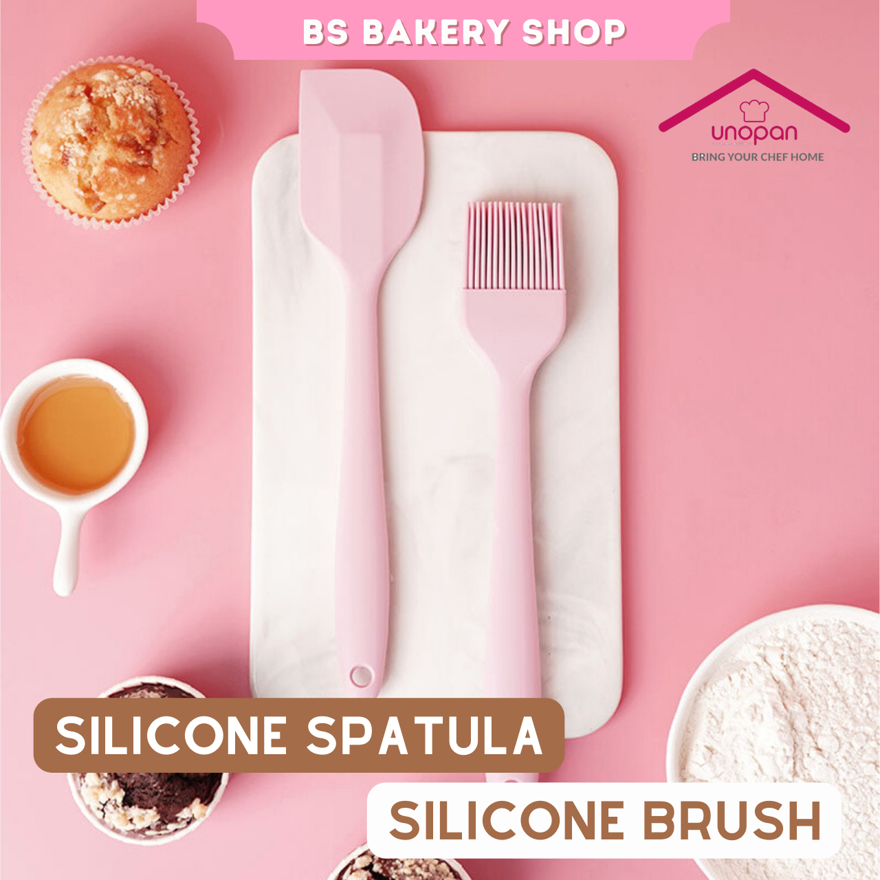 Unopan Heat Resistant Silicone Spatula/ Brush (Pink) 耐高温矽膠刮刀/刷子( 粉色)  UN35132 UN32014