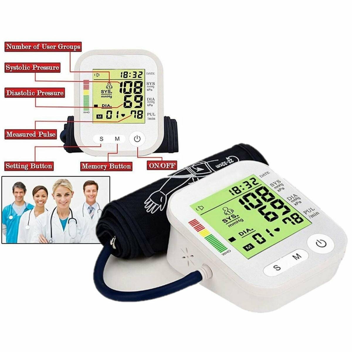 (隨機款式)RAK-283 電子血壓計全自動手臂壓力監測儀 電子血壓計 Blood Pressure Monitor 測量血壓 上壓/下壓 LCD顯示數據 血壓量度器 個人健康 上臂式血壓計 長者用品