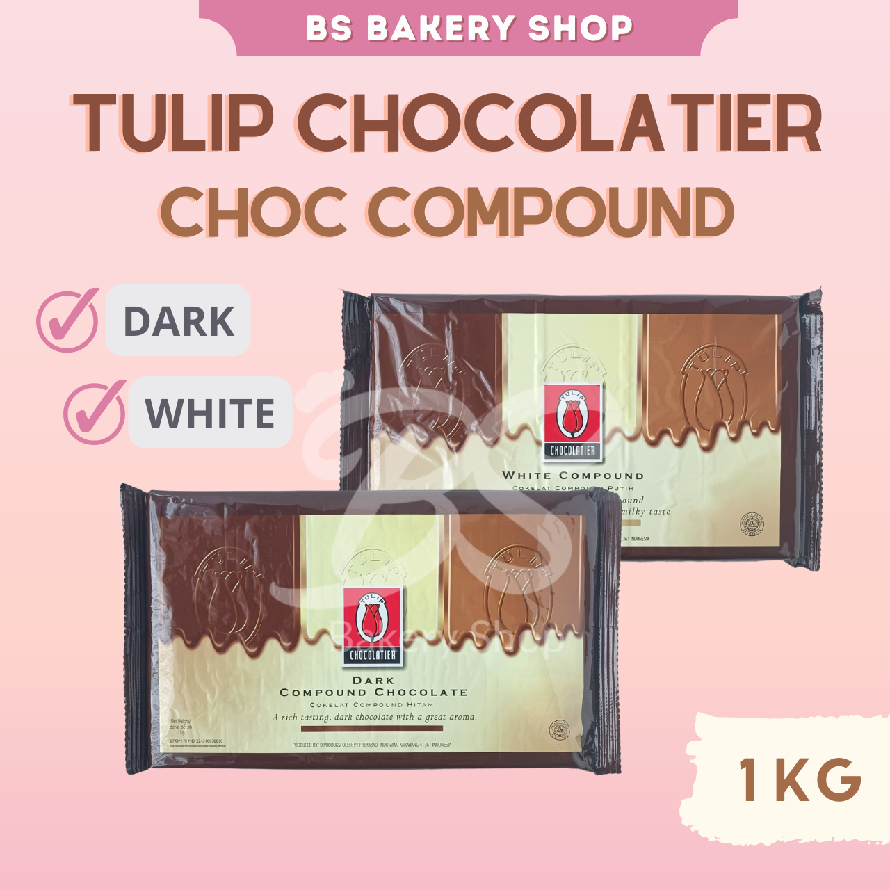 【Tulip Chocolate Compound 1Kg (Dark/White) 】Chocolatier Bar