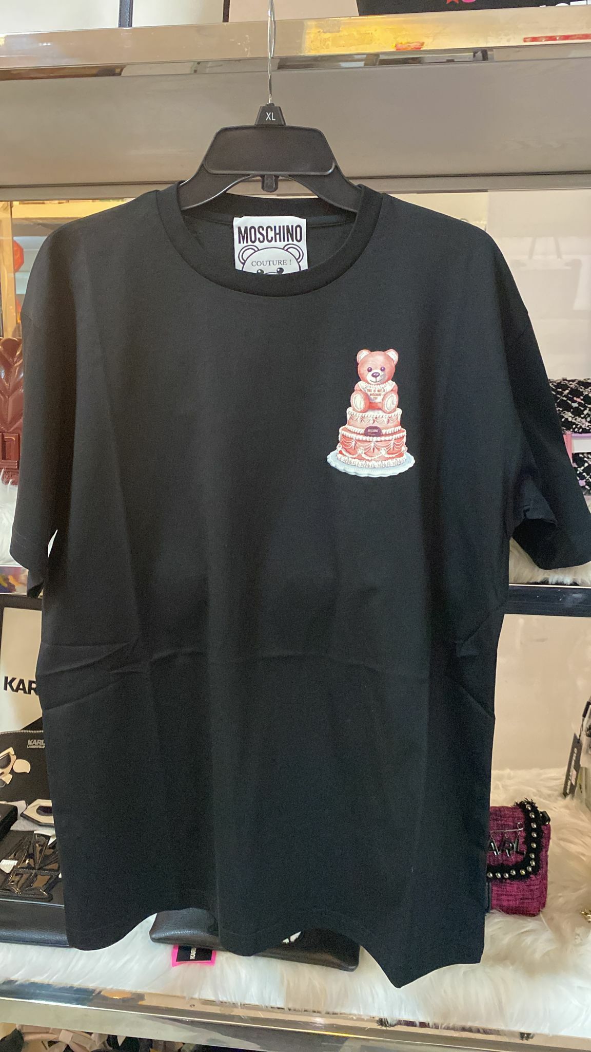 [S] MOSCHINO CAKE TEDDY BEAR T-SHIRT, BLACK, DT0712-5440-1555 (SM28)