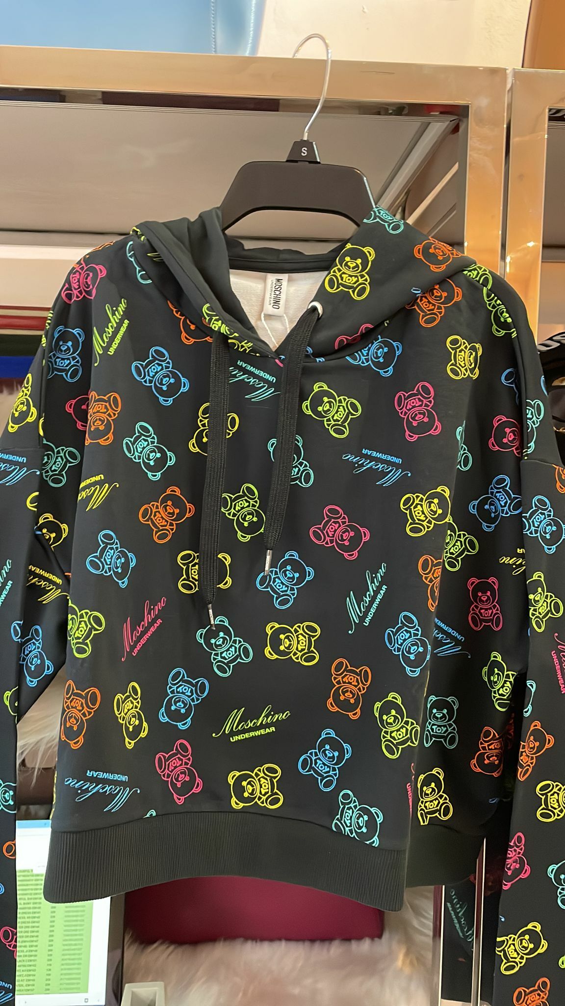 [S] MOSCHINO UNDERWEAR TEDDY BEAR HOODIE, BLACK, ZUA1706-9009-1555 (SM31)