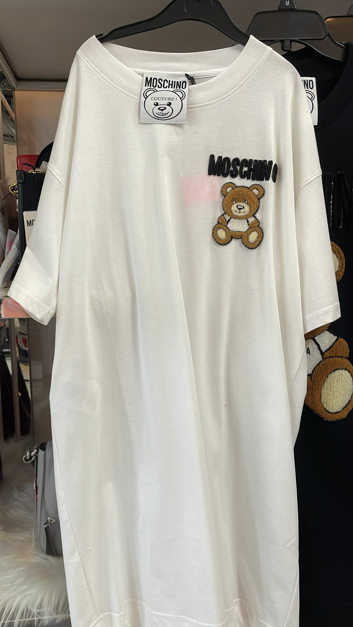 [S] MOSCHINO TEDDY BEAR T-SHIRT DRESS, WHITE, V0469-5540-1001 (SM33)