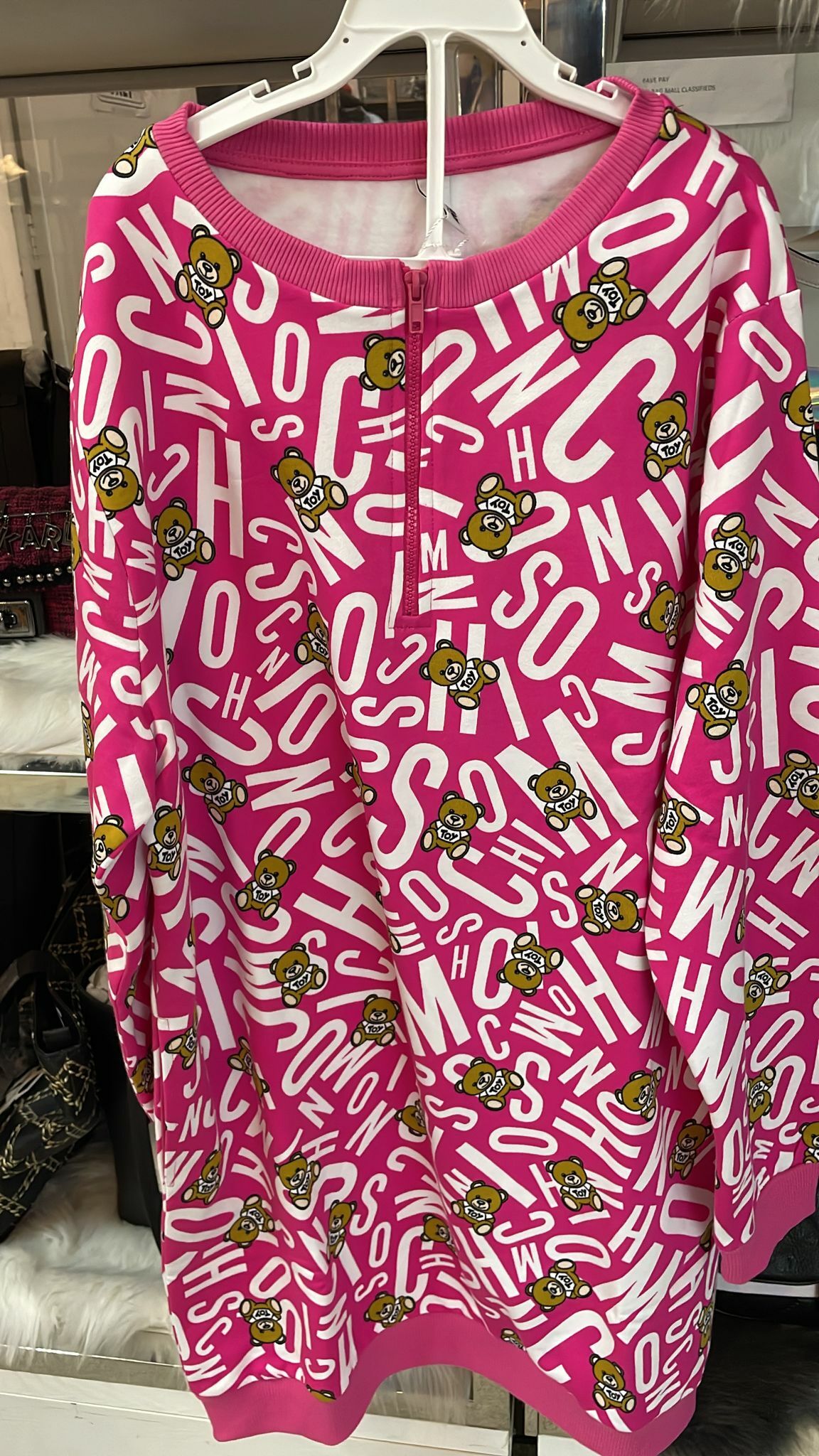 [S] MOSCHINO TEDDY BEAR PULLOVER DRESS, PINK, ZT1718-9005-1219 (SM36)