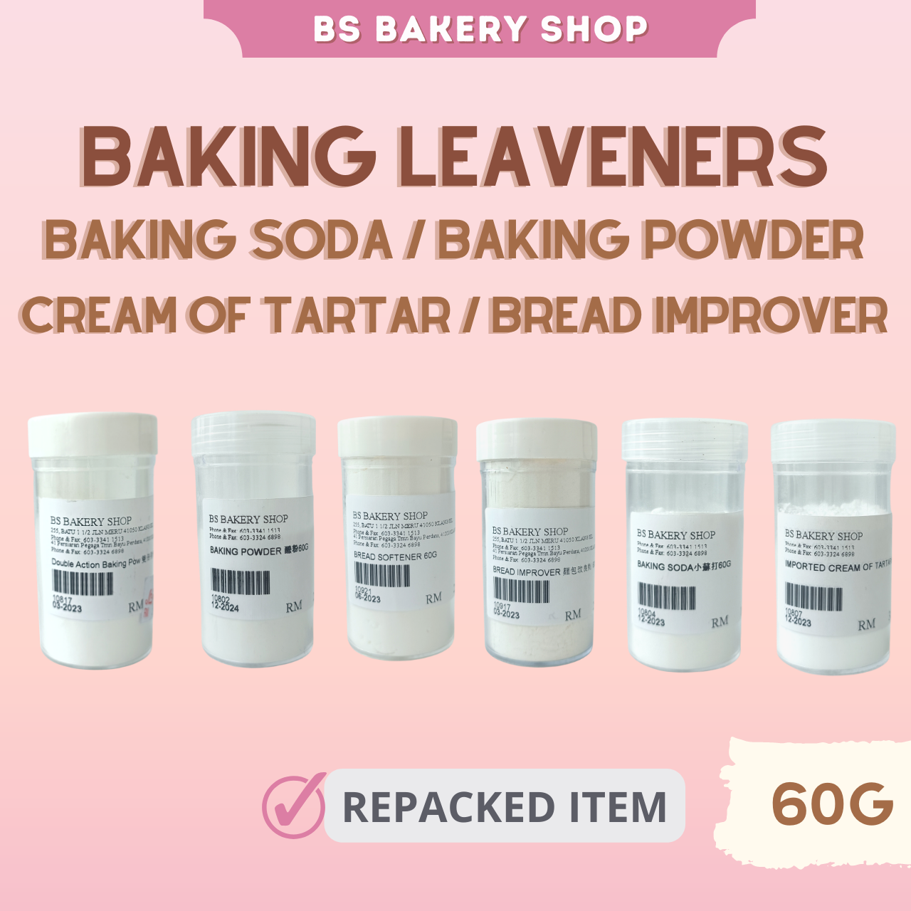 【Baking Powder / Baking Soda / Cream of Tartar / Bread Improver / Bread Softener/ Double Action Baking Powder】发粉 小苏打 塔塔粉  面包改良剂 双倍发粉