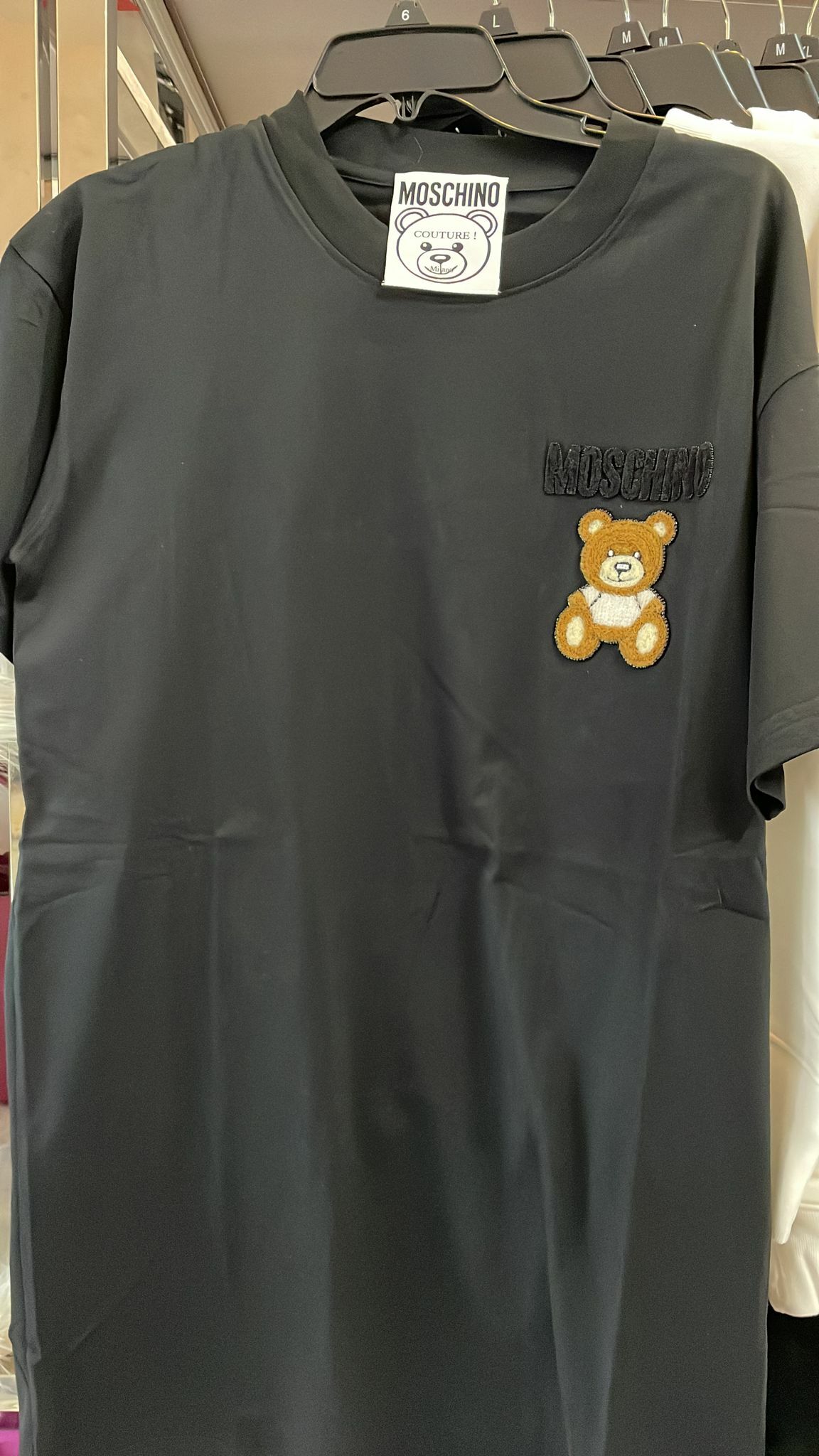 [S] MOSCHINO TEDDY BEAR EMBROIDERY T-SHIRT, BLACK, ET0469-5540-1555 (SM43)