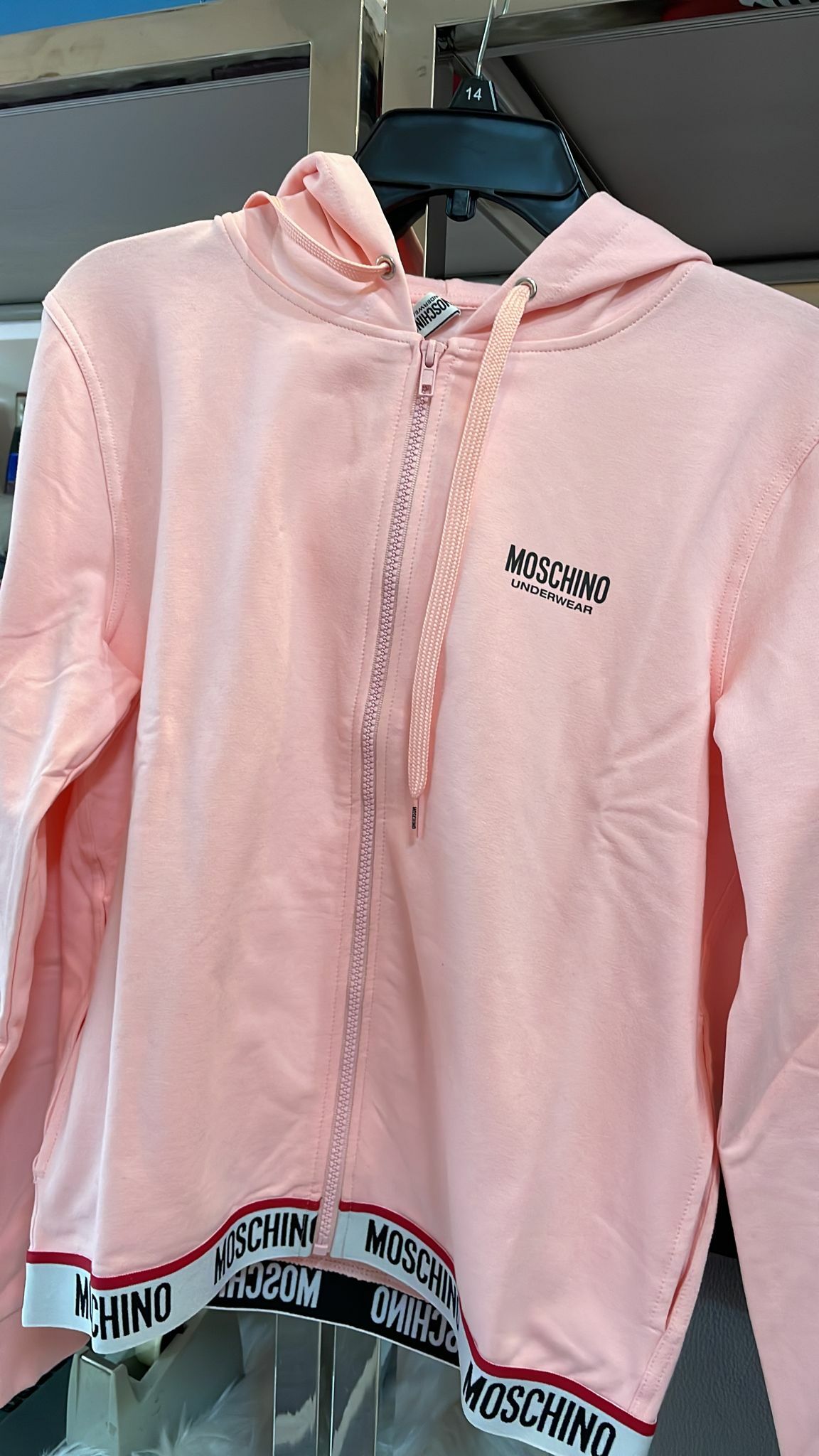 [S] MOSCHINO UNDERWEAR HOODIE JACKET, PINK, ZT1702-9001-181 (SM45)