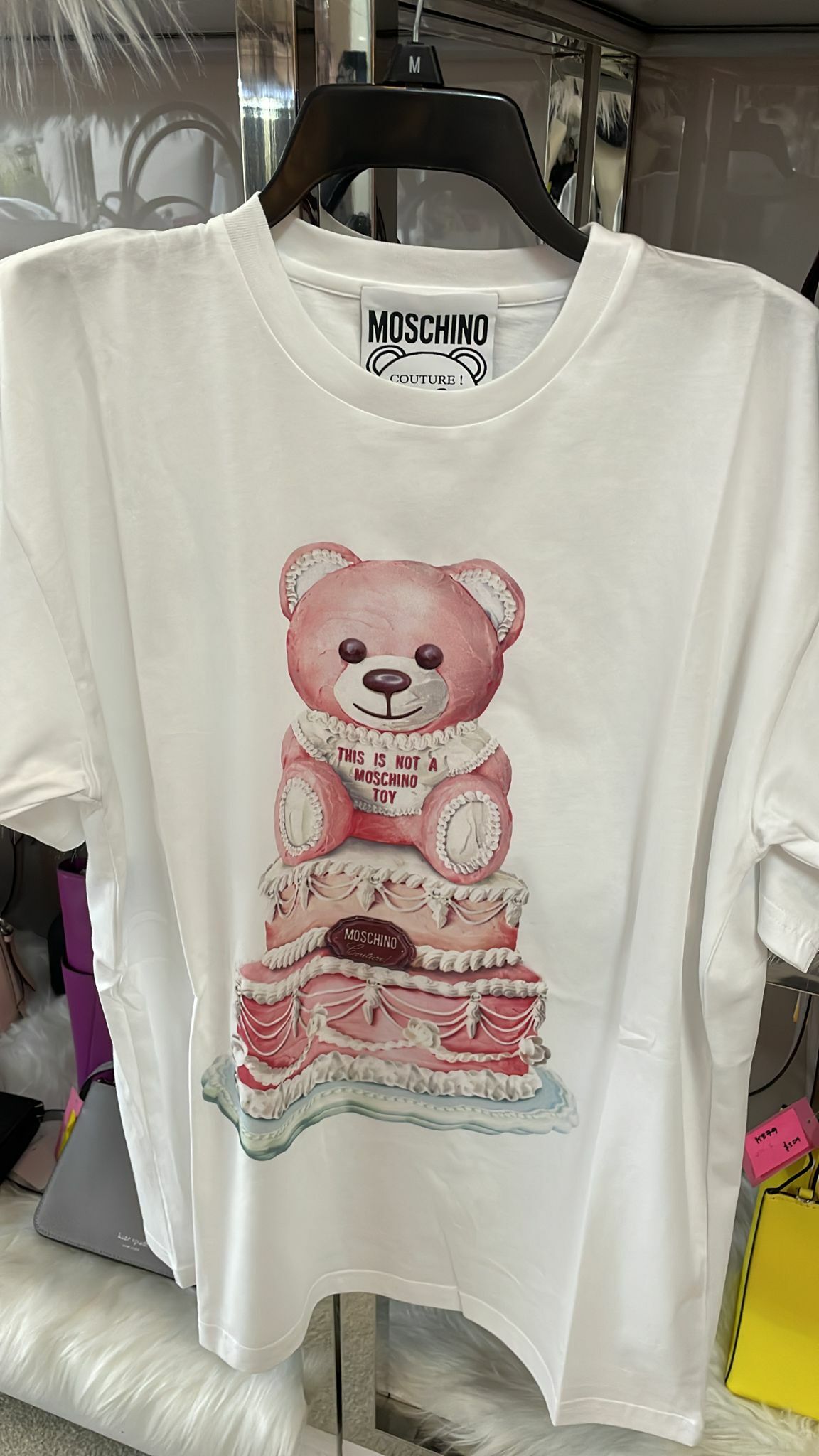 [S] MOSCHINO CAKE TEDDY BEAR T-SHIRT, WHITE, DT0702-5440-1001 (SM46)