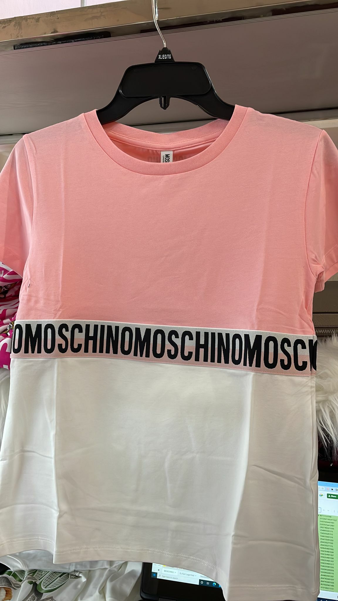 [S] MOSCHINO LADIES T-SHIRT, PINK/WHITE, ZUA1919-9021-1181 (SM48)