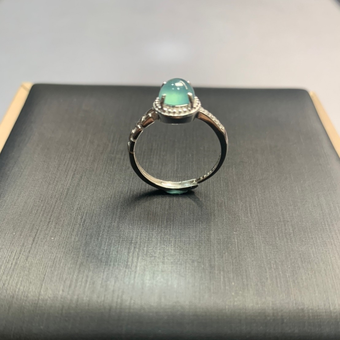 小藍剛光丨瓜料藍水翡翠銀戒