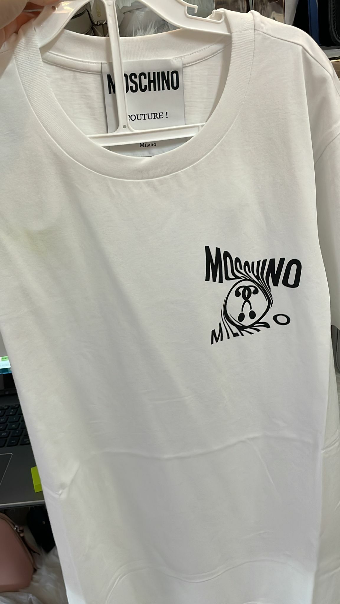 [S] MOSCHINO MILANO SMALL LOGO T-SHIRT, WHITE, ET0719-0240-1001 (SM57)