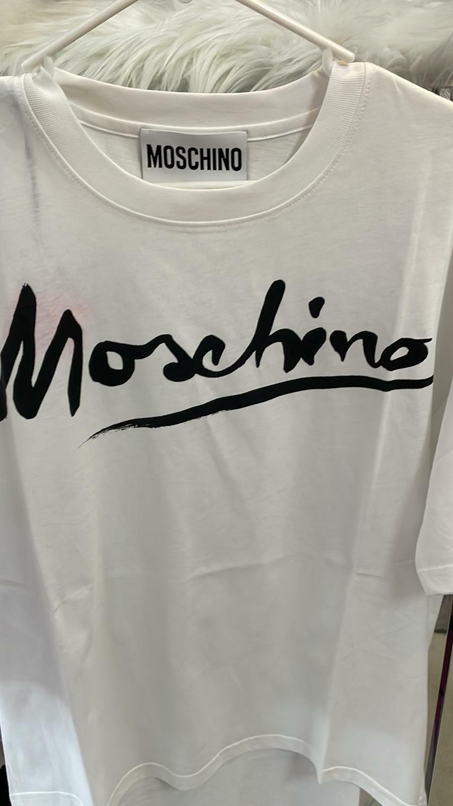 [S] MOSCHINO LOGO SIGNATURE T-SHIRT, WHITE, DT0707-0440-1001 (SM58)