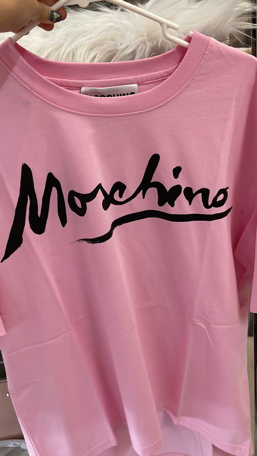 [S] MOSCHINO LOGO SIGNATURE T-SHIRT, PINK, DT0707-0440-1224 (SM59)