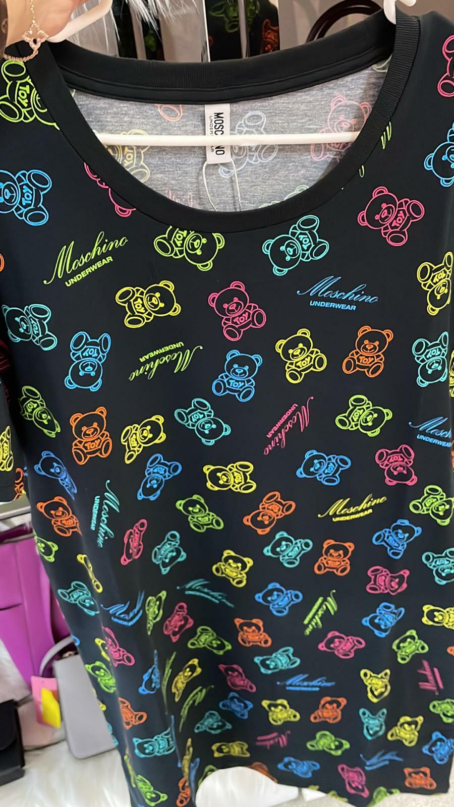 [S] MOSCHINO UNDERWEAR TEDDY BEAR T-SHIRT, BLACK MULTI, ZUA1907-9008-1555 (SM64)