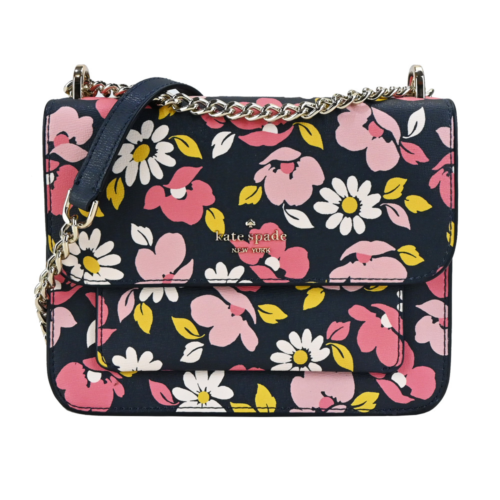 無款花卉 Kate Spade 滿版花卉防刮鍊帶斜背方包-深藍
