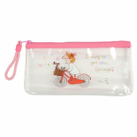 COCO醬 騎單車小女孩 PVC透明筆袋 收納袋