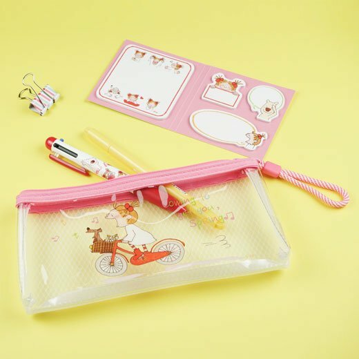 COCO醬 騎單車小女孩 PVC透明筆袋 收納袋
