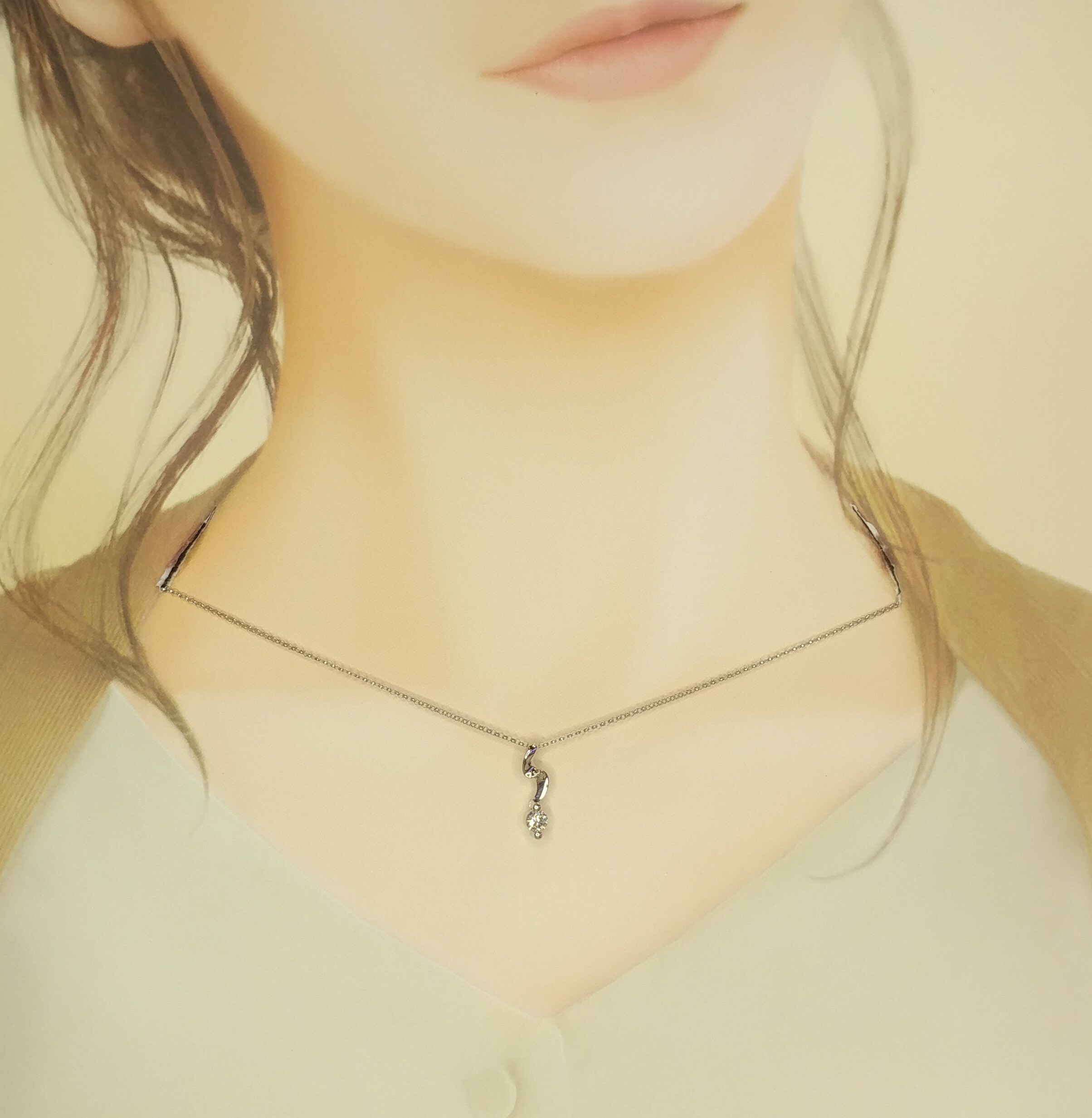 全新18K白金26份鑽石吊墜