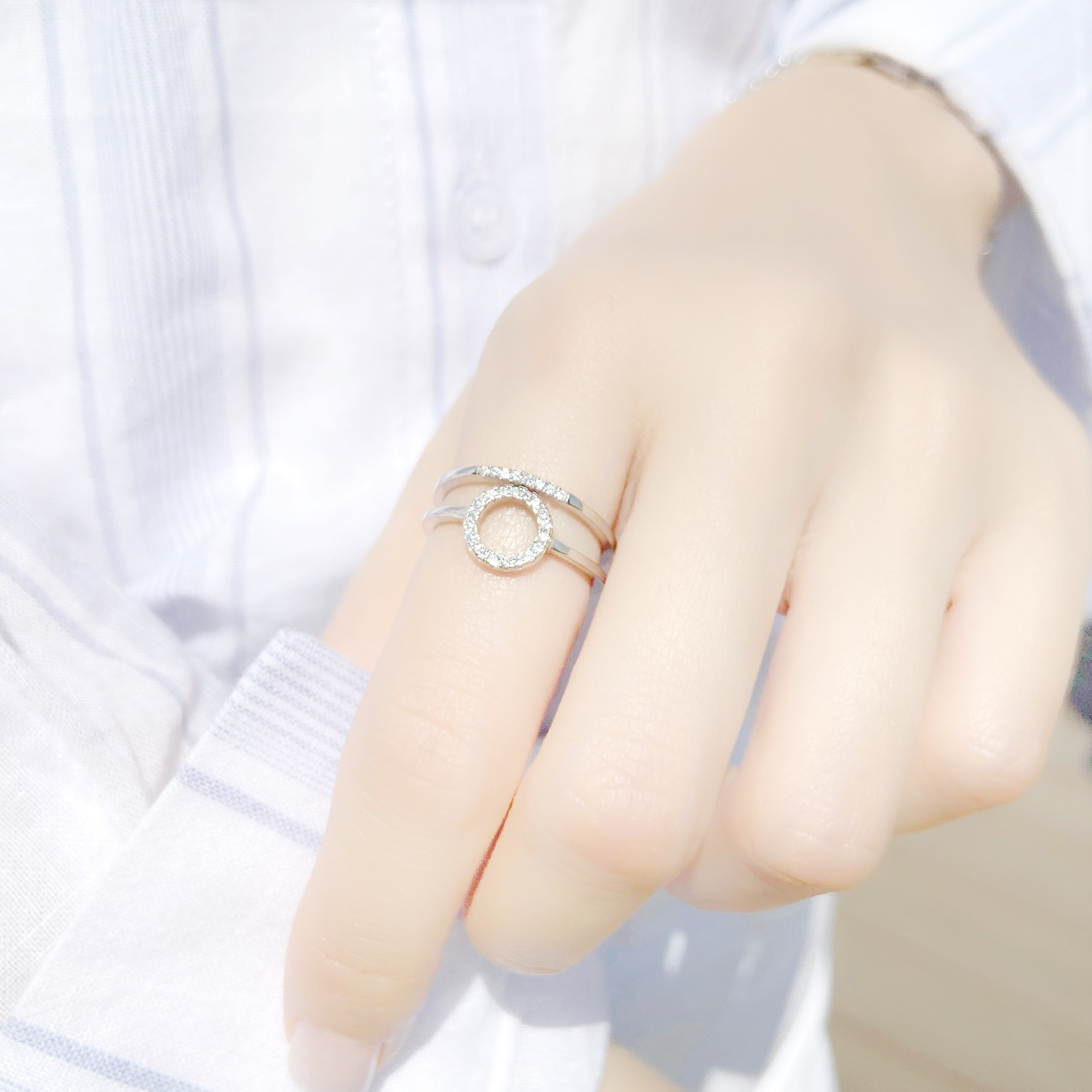 | 925 Silver・ White Gold | Be Calm Double Ring  | RI0392 |