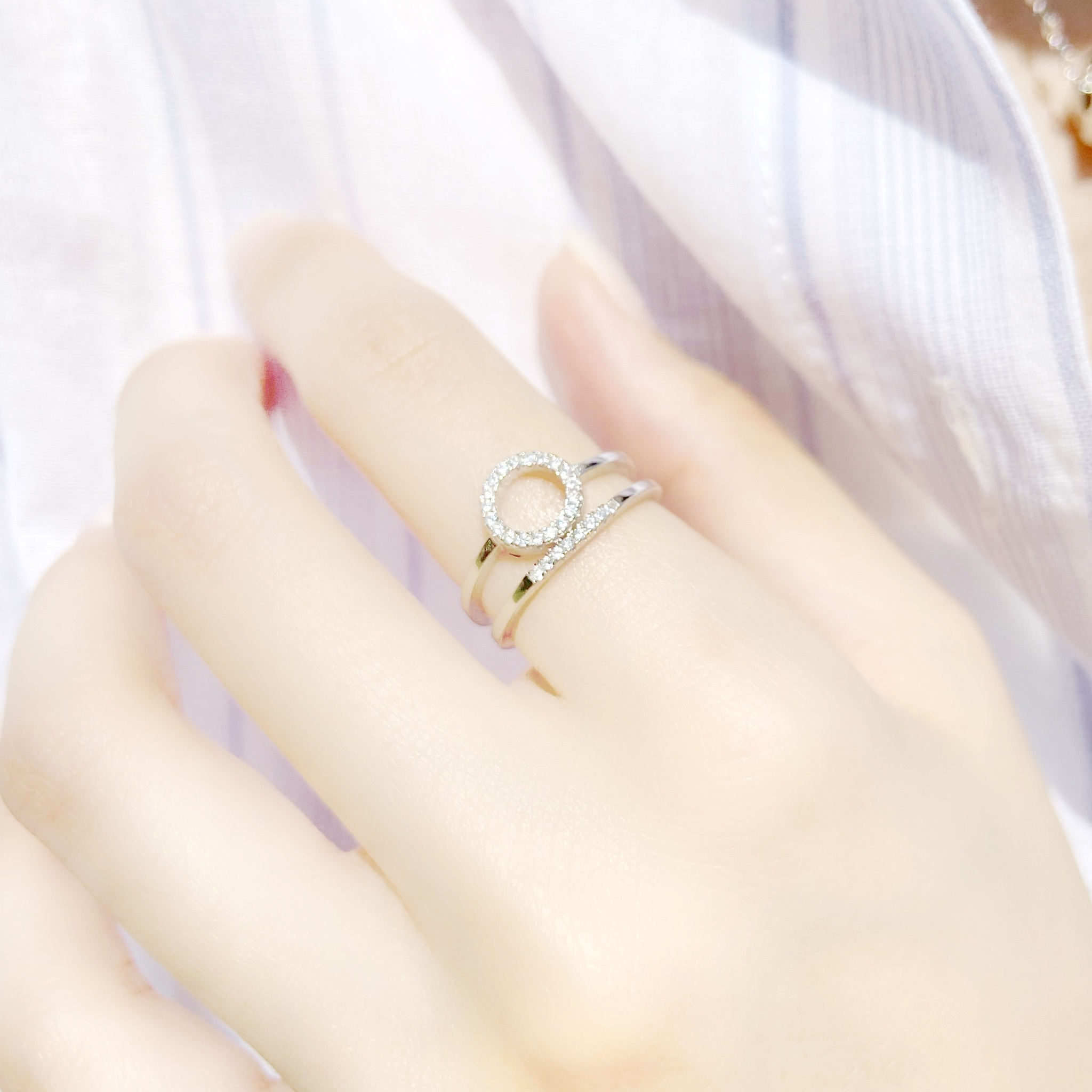 | 925 Silver・ White Gold | Be Calm Double Ring  | RI0392 |