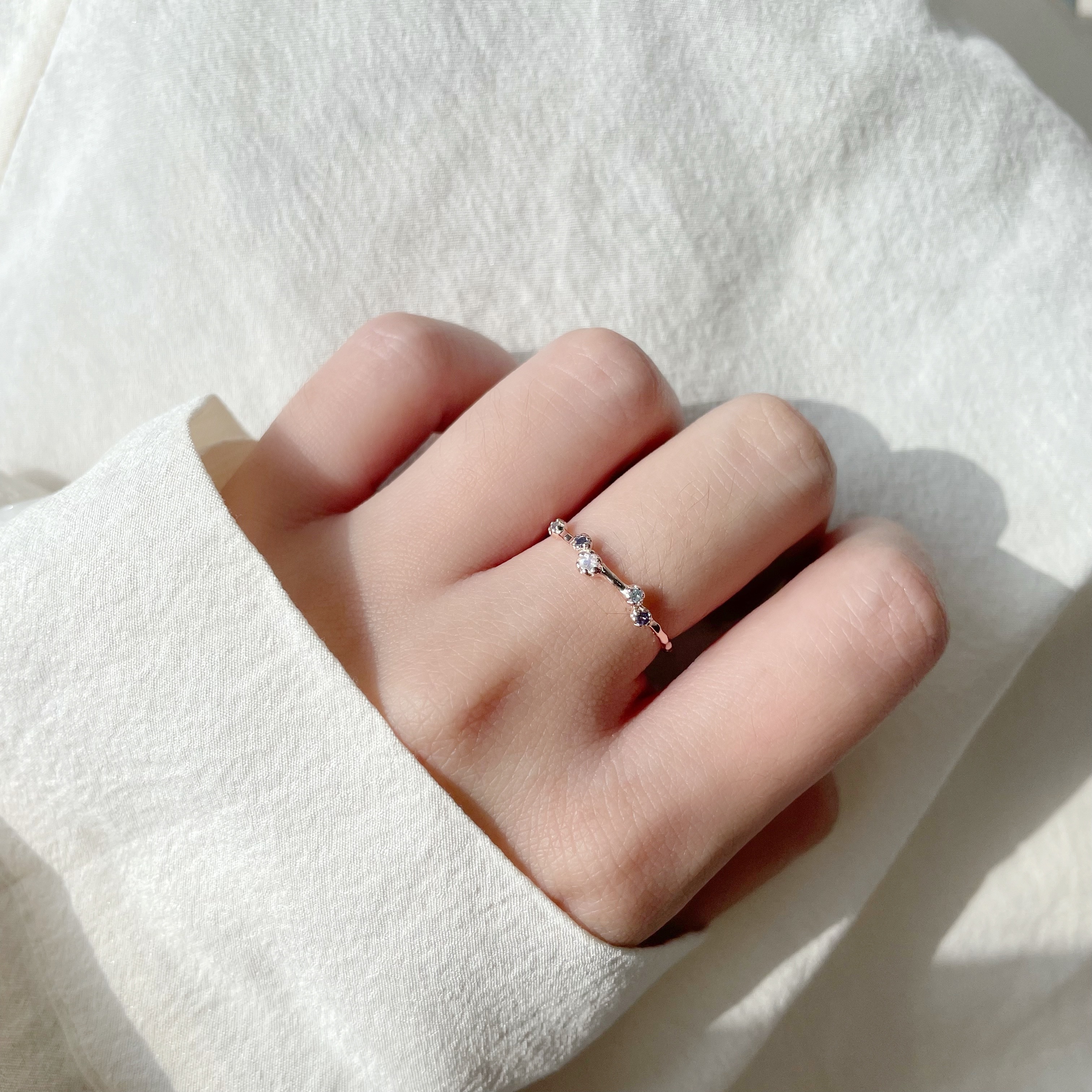 不規則小花藍色寶石戒指