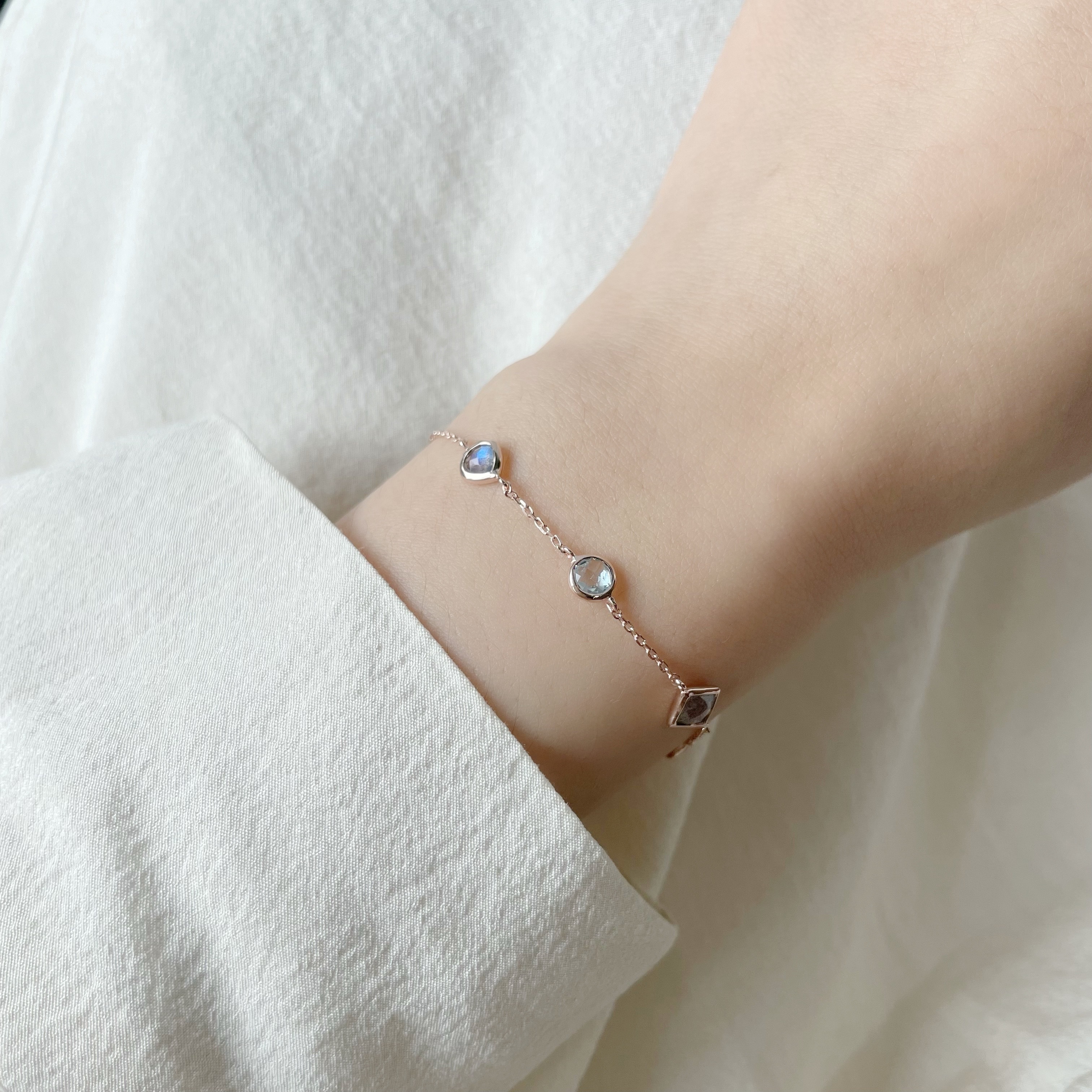 五顆拉長托帕不規則手鏈