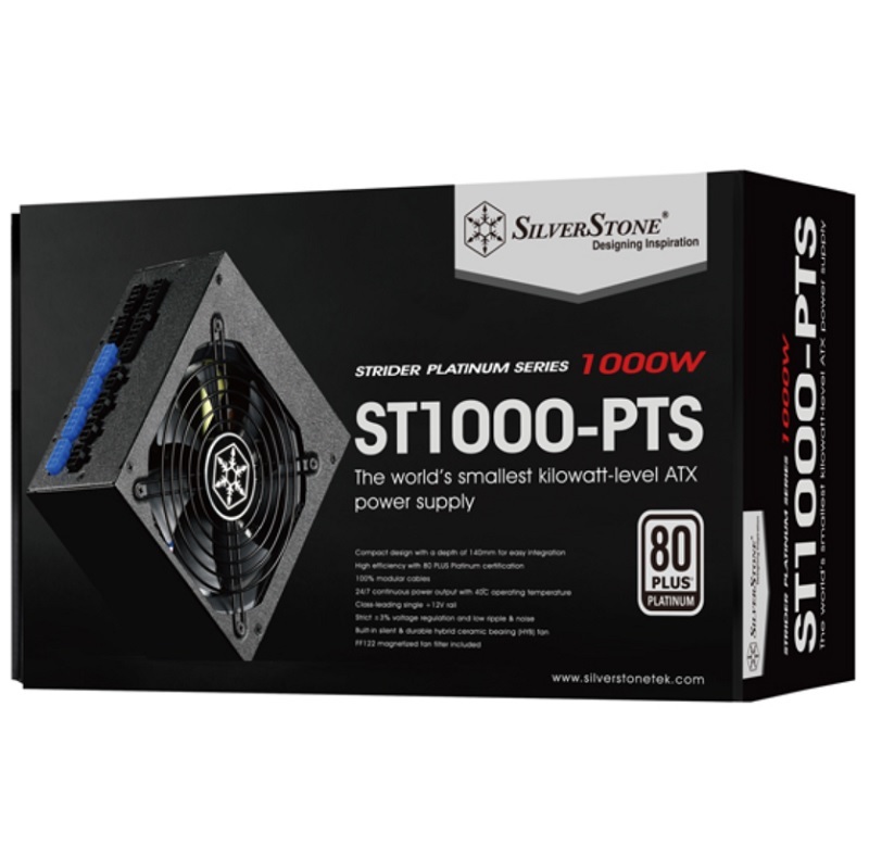米特3C數位–銀欣 ST1000-PTS 電源供應器/1000W PLUS白金認證