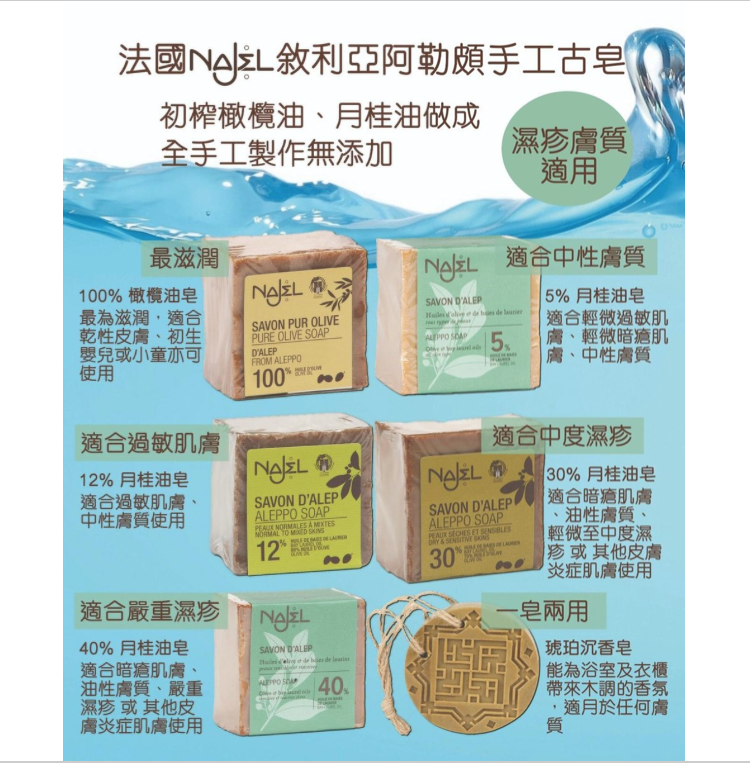 Najel 阿勒頗天然手工古皂 - 40%月桂油60%橄欖油