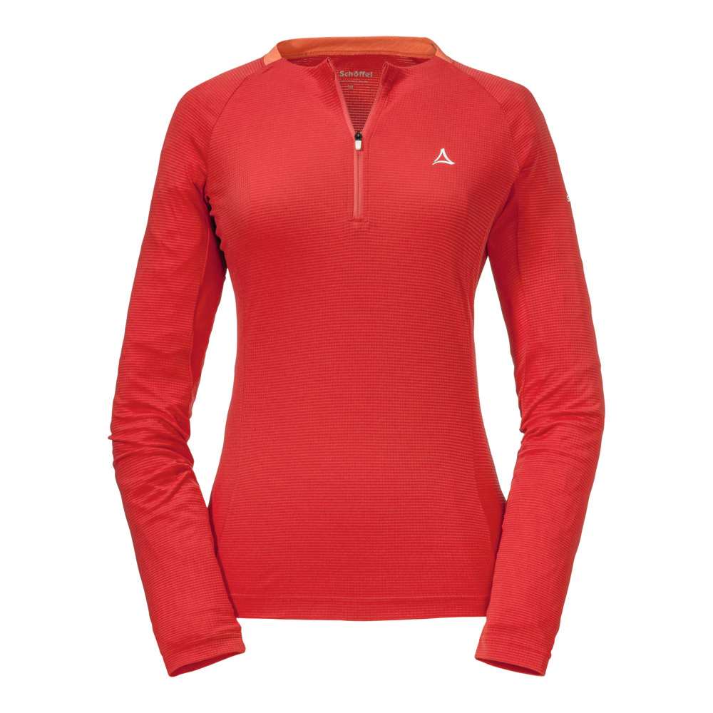 【Schoffel】女專業排汗抗UV長袖前拉鍊圓領衫 / 22SL20-13240-[紅、藍]