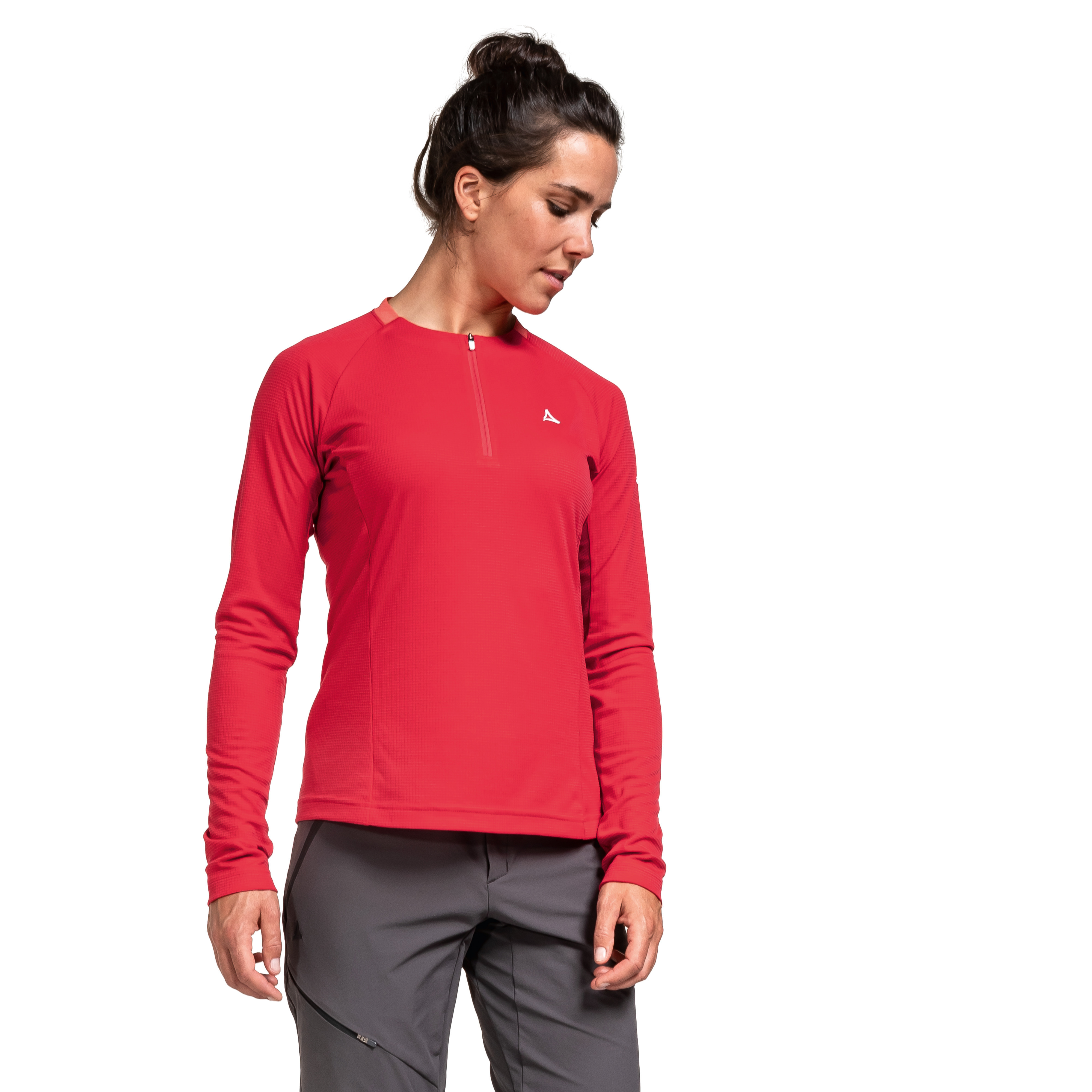 【Schoffel】女專業排汗抗UV長袖前拉鍊圓領衫 / 22SL20-13240-[紅、藍]