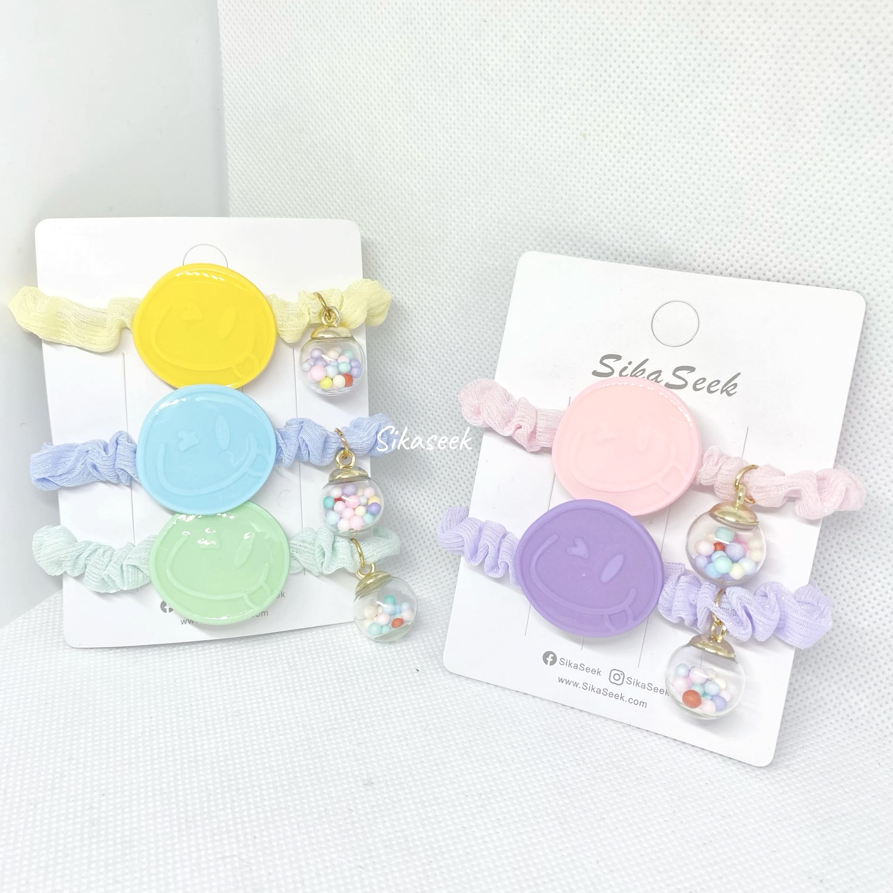 圓餅大笑臉髮繩 x 彩球