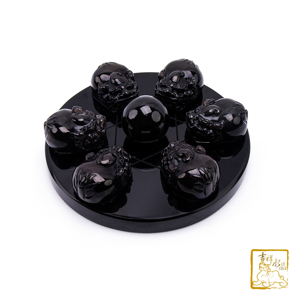 彩虹黑曜石貔貅七星陣 直徑13.3cm 招財辟邪