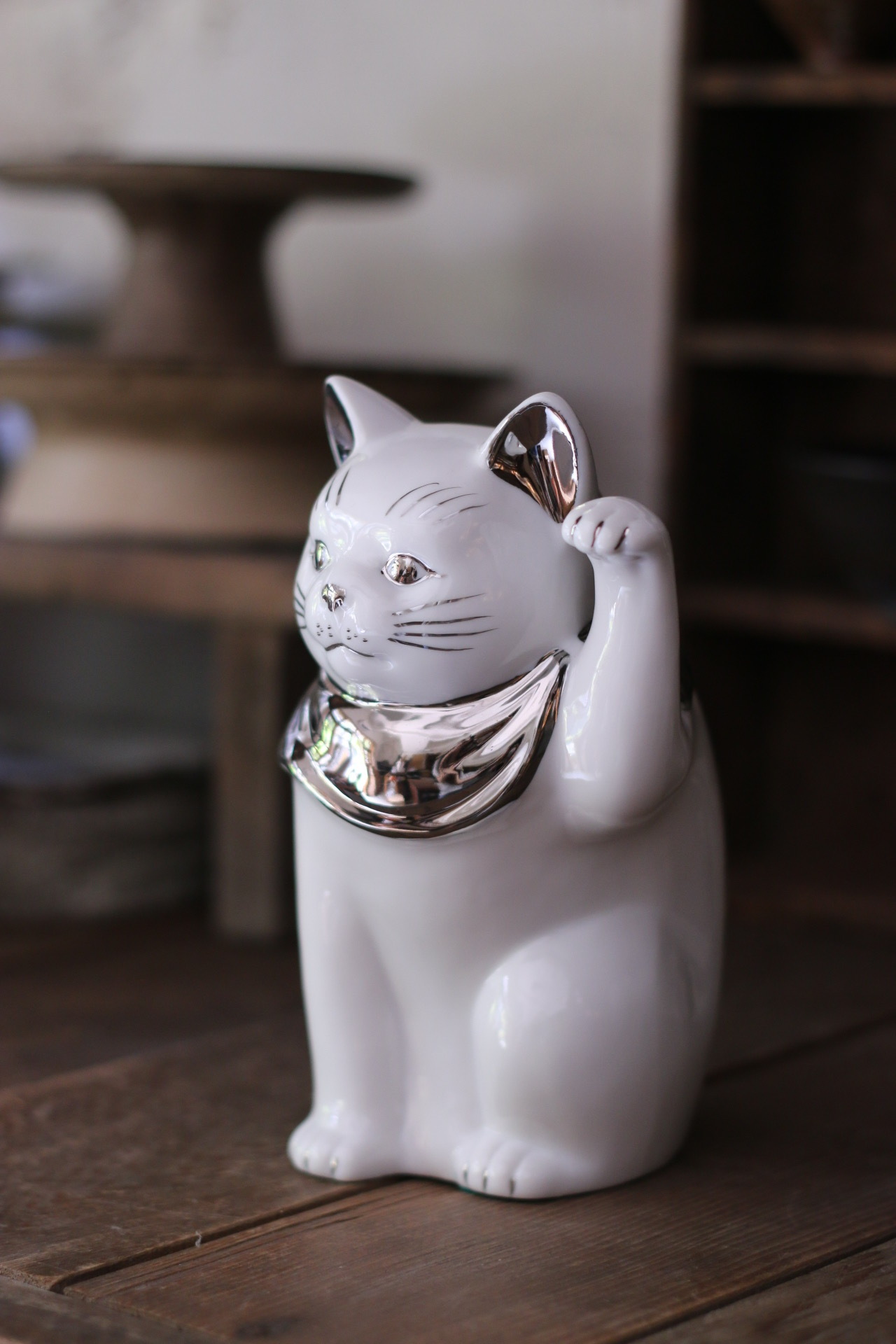 日本江戶 瀨戶燒 金銀招財貓