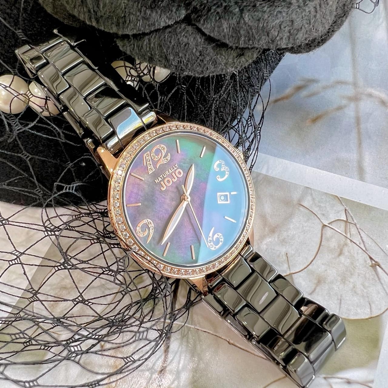 【NATURALLY JOJO】韓風美學設計陶瓷女錶  JO96968-88R 34mm 現代鐘錶